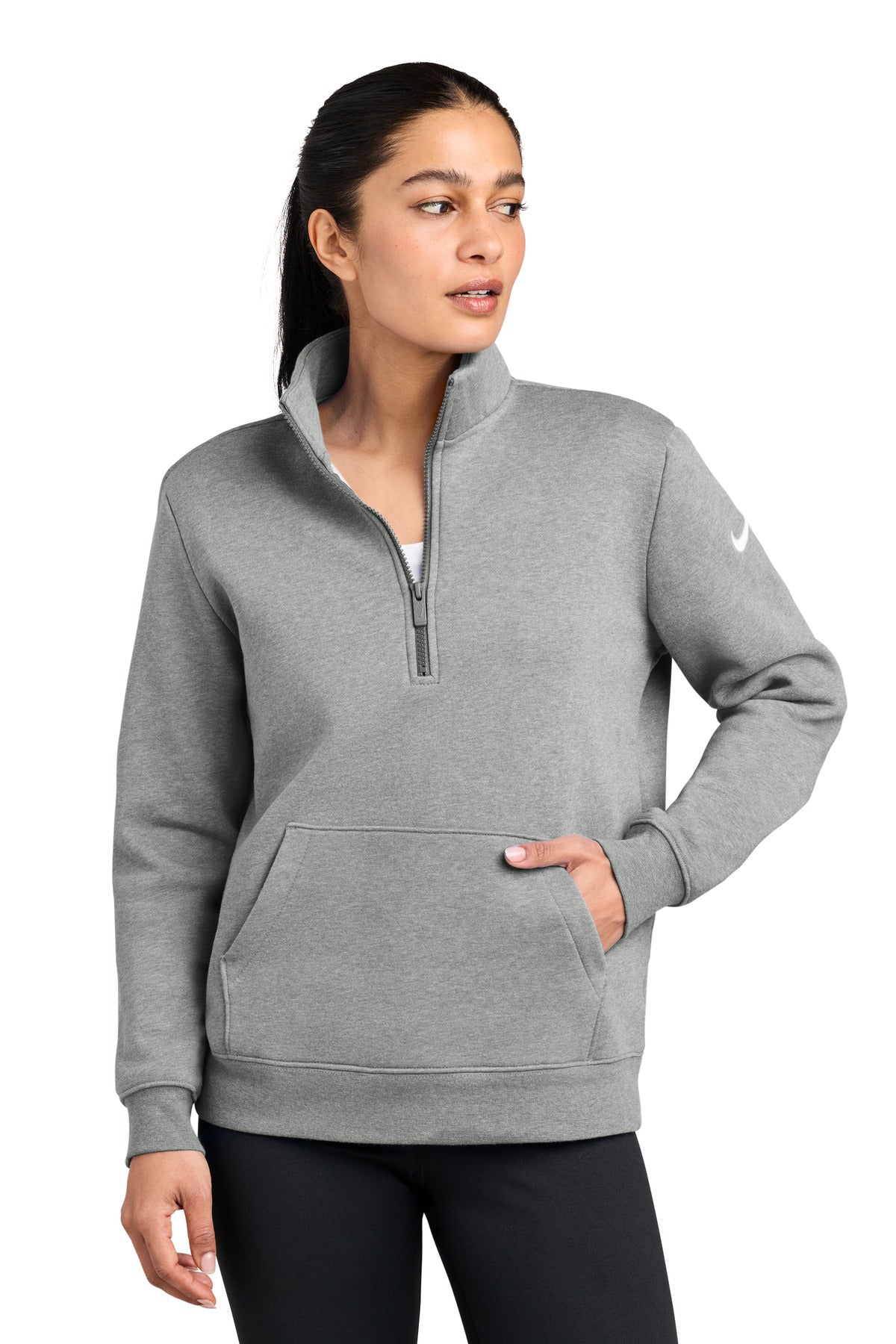 Nike Women's Club Fleece Sleeve Swoosh 1/2-Zip NKDX6720